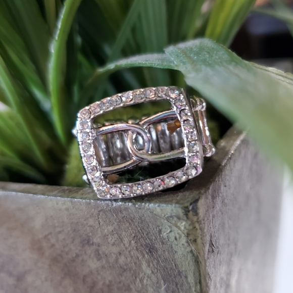 Silver Tone & Rhinestone Jewels Stretch Band Ring 💥3 for $24💥 - Picture 11 of 13